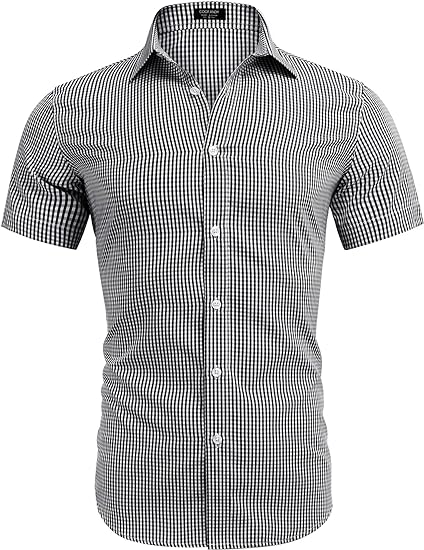 Photo 1 of Small COOFANDY Men's Muscle Fit Dress Shirts Wrinkle-Free Short Sleeve Casual Button Down Shirt
