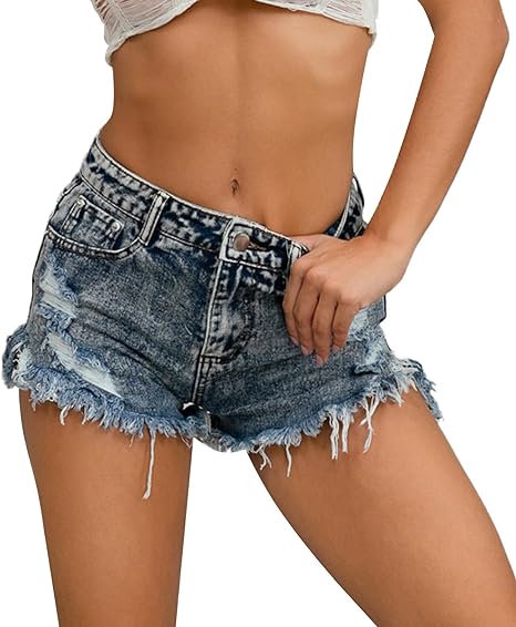 Photo 1 of XL FEOYA Jean Shorts Womens High Waisted Stretchy Ripped Denim Shorts Trendy Distressed Sexy Booty Concert Outfit
