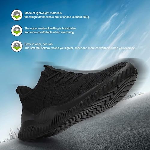 Photo 2 of Size 7 Mens Running Shoes Slip-on Walking Sneakers Lightweight Breathable Casual Soft Sole Trainers
