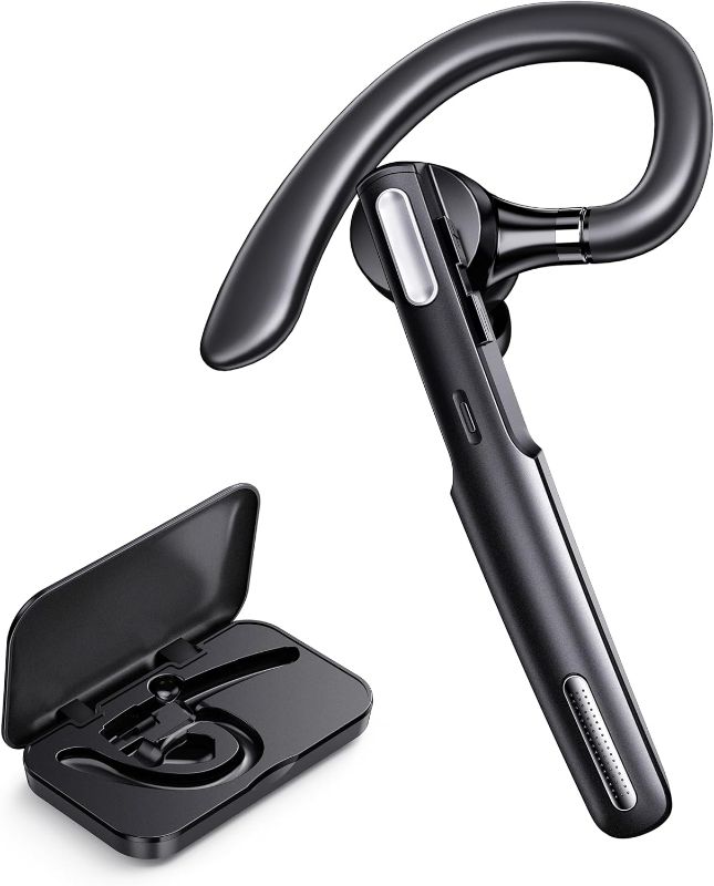Photo 1 of Bluetooth Headset, Wireless Earpiece with Noise Cancelling Microphone for Driving, Single Ear Headphones for Cell Phones, Computer, PC, Long Hours Talking Time for Driving, Online Meetings (Black)
