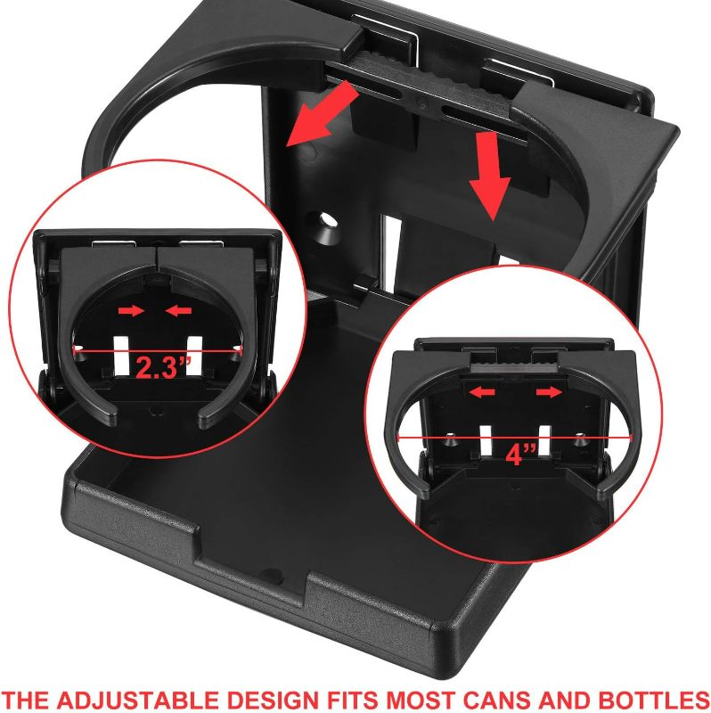 Photo 2 of 2 Pack Universal Adjustable Folding Drink Holder with Screws for Holding Mugs, Large Drinks and Almost Any Size Bottle, Adjustable Cup Holder for Boat/Car/Trucks/RVs/Vans/Home/Leisure Centre
