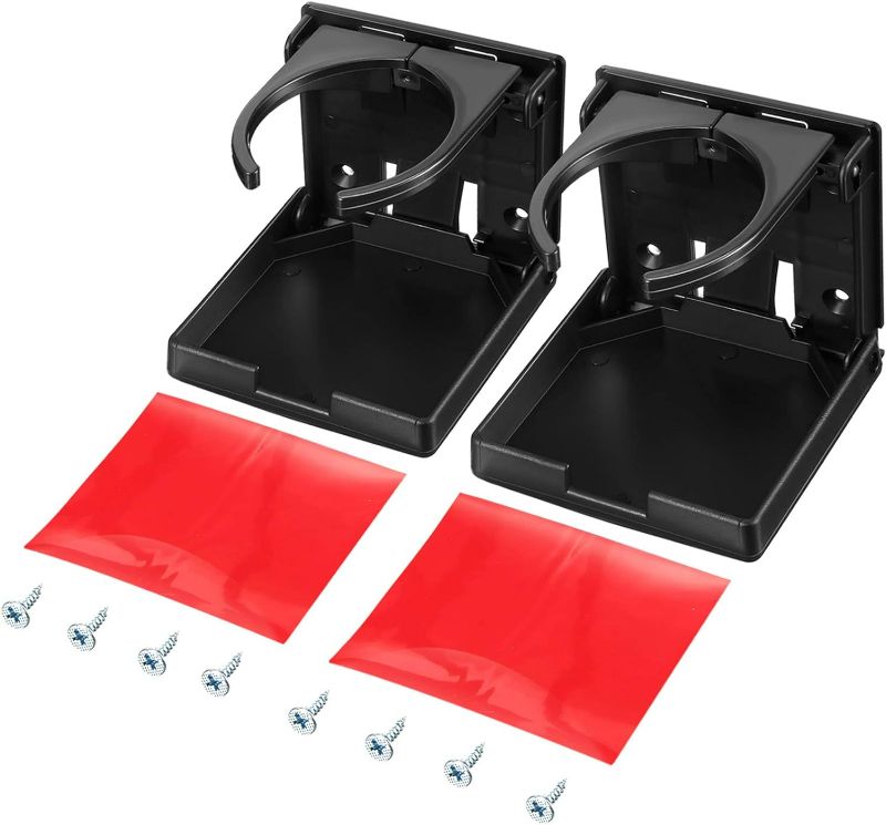 Photo 1 of 2 Pack Universal Adjustable Folding Drink Holder with Screws for Holding Mugs, Large Drinks and Almost Any Size Bottle, Adjustable Cup Holder for Boat/Car/Trucks/RVs/Vans/Home/Leisure Centre

