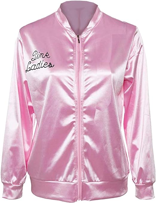 Photo 1 of Medium Pink Ladies Bomber Jacket Zip Halloween Vintage Costume