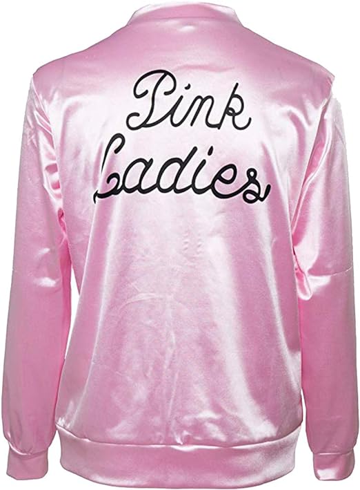 Photo 2 of Medium Pink Ladies Bomber Jacket Zip Halloween Vintage Costume