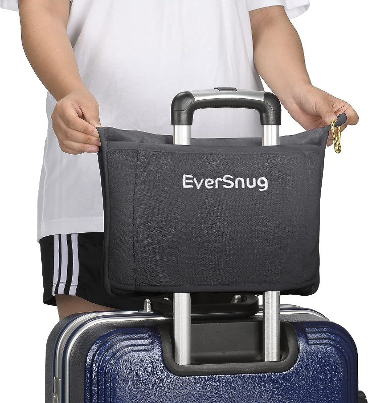 Photo 2 of EverSnug Travel Blanket and Pillow - Premium Soft 2 in 1 Airplane Blanket with Soft Bag Pillowcase, Hand Luggage Sleeve and Backpack Clip (Grey)
