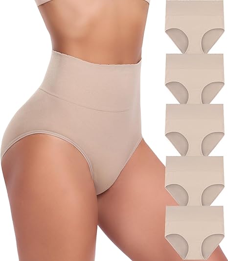 Photo 1 of Medium Women's Briefs Underwear High Waist Tummy Control Full Coverage Panties, Ladies Postpartum Underpants 5 Pack

