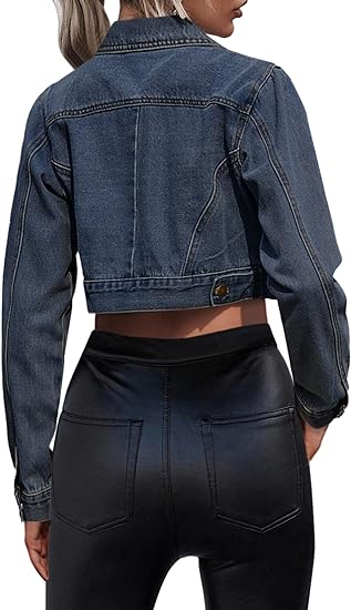 Photo 2 of XL Zeagoo Womens Cropped Denim Jean Jacket Long Sleeve Button Down Basic Classic Jacket Coats
