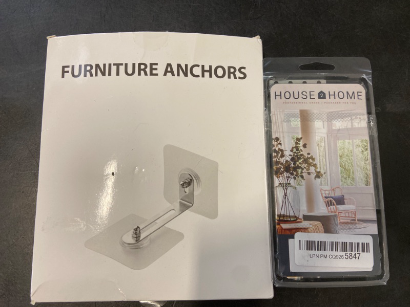 Photo 1 of Bundle Furniture Anchors Wall Anchors, Anti Tip Furniture Anchors No Drill, Adhesive Furniture Wall Anchors for Baby Proofing - Secure Cabinet Bookcase Dresser Shelf Wall, No Screw (6 Pairs) &House2Home Metal End Clips for Rubber Webbing, Upholstery Repai