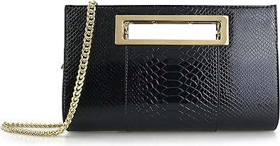 Photo 1 of HOXIS Classic Crocodile Pattern Faux Leather Metal Grip Cut it out Clutch with Shoulder Strap Womens Handbag
