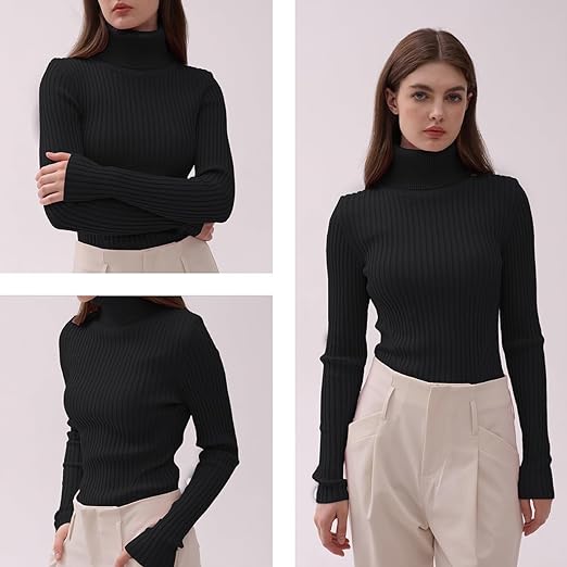 Photo 2 of XS v28 Turtleneck Ribbed Sweaters for Women Cute Sexy Knitted Warm Fitted Sweater
