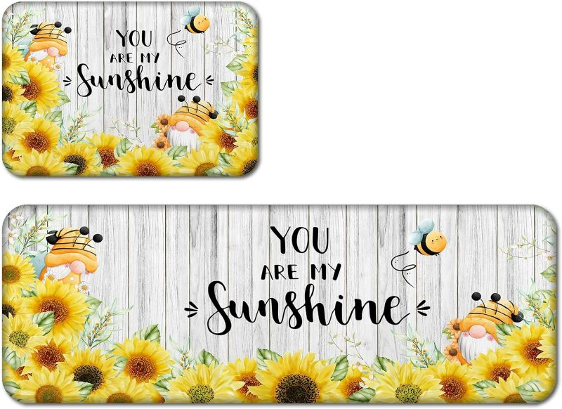 Photo 1 of Sunflower Kitchen Rugs Set of 2 Cushioned Anti-Fatigue Kitchen Floor Mats You are My Sunshine Kitchen Décor Kitchen Mat for Floor Floral Kitchen Rug Set for Home Kitchen Laundry Living Room