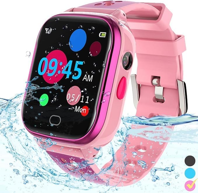 Photo 1 of Kids Smart Watch Phone - IP67 Waterproof Smartwatch Boys Girls with Touch Screen 5 Games Camera Alarm SOS Call - Phone Watch Digital Wrist Watch for 3-13 Years Children Birthday Gift (Pink)