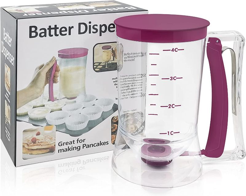 Photo 1 of Pancake Cupcake Batter Dispenser, Bakeware Maker with Measuring Label, Perfect Baking Tool for Cupcakes, Waffles, Muffin Mix, Cake or Any Baked Goods