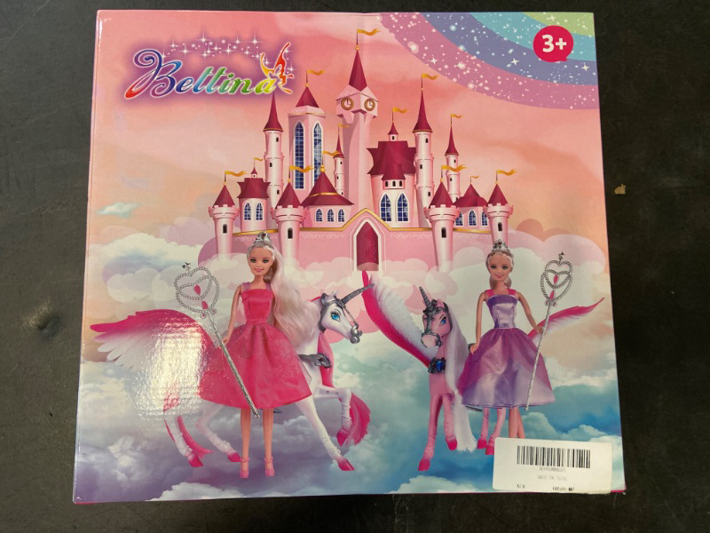 Photo 2 of Princess Doll and Unicorn, Unicorn Gifts for Girls, Unicorn Toys with Removable Saddle and Wings(White Unicorn), 12 inches, 68500