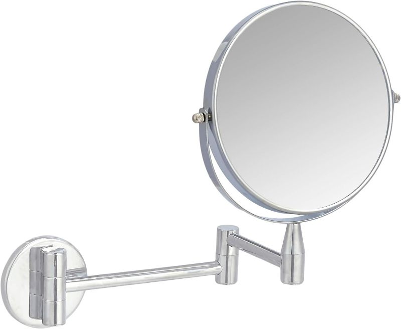 Photo 1 of Amazon Basics Wall Mount Round Vanity Mirror, 1X/5X Magnification, Chrome, 12.8"L x 10"W
