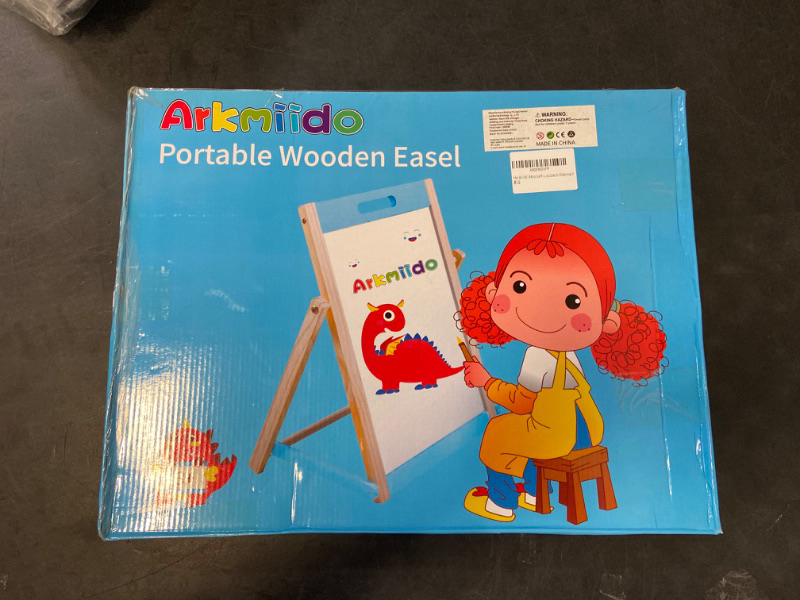 Photo 2 of Arkmiido Wooden Portable Easel for Kids, Compact Board Small Size 38 X 49 cm