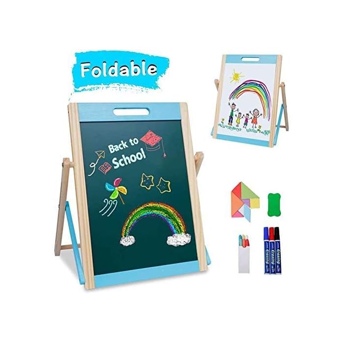 Photo 1 of Arkmiido Wooden Portable Easel for Kids, Compact Board Small Size 38 X 49 cm