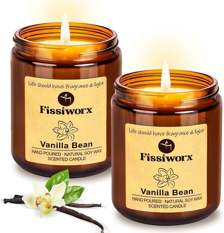 Photo 1 of Vanilla Scented Candle Set 2 Pack, Candle for Home Scented, Odor Eliminating, Stress Relief, 15oz, 110 Hours Long Lasting Candles, Soy Candle Gift Set for Women