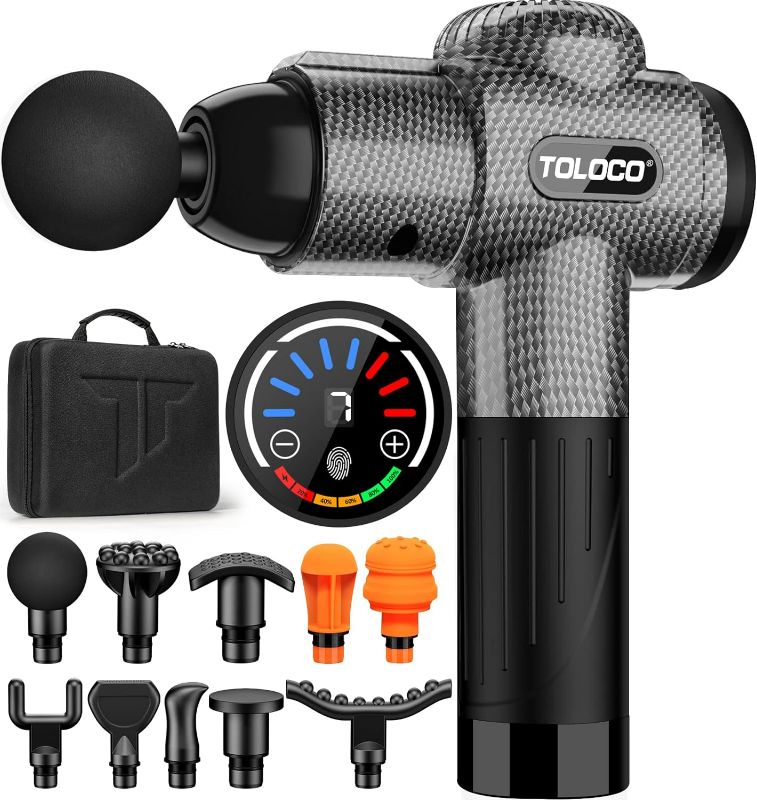 Photo 1 of TOLOCO Massage Gun, Deep Tissue Back Massager for Athletes with 10 Massage Heads, Electric Muscle Percussion Massager for Any Pain Relief, Relax Gifts for Father Day, Carbon