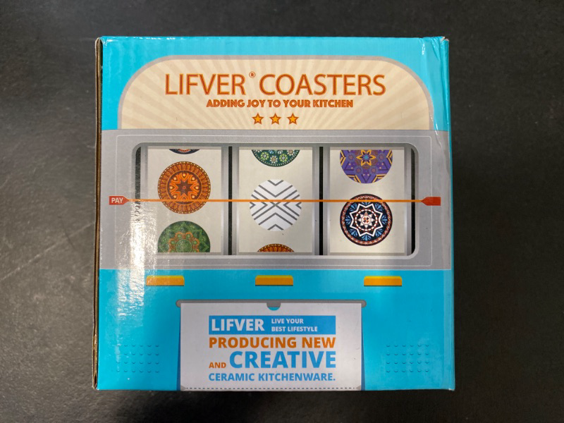 Photo 1 of LIFVER Coasters for Dining Table,Ceramic Coasters Set of 6, Absorbent Coasters for Drinks Outdoor Coasters for Patio Table Home Decor, House Warming Gifts New Home, Coffee Table Decor Sandstone Style 
