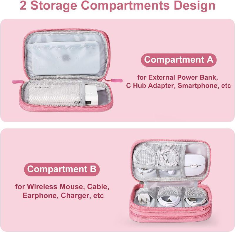 Photo 2 of Travel Essentials for Women, Cord Organizer Storage Case Bag for Airplane Accessories & Tech Electronics (Small, Pink)
