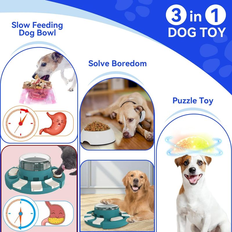 Photo 2 of KADTC Dog Puzzle Toys for Dogs Boredom and Mentally Stimulating Slow Food Treat Feeder Button Dispenser Pet Bowl Puppy Brain Mental Stimulation Toy Level 2 in 1 Small/Medium/Large Interactive Games
