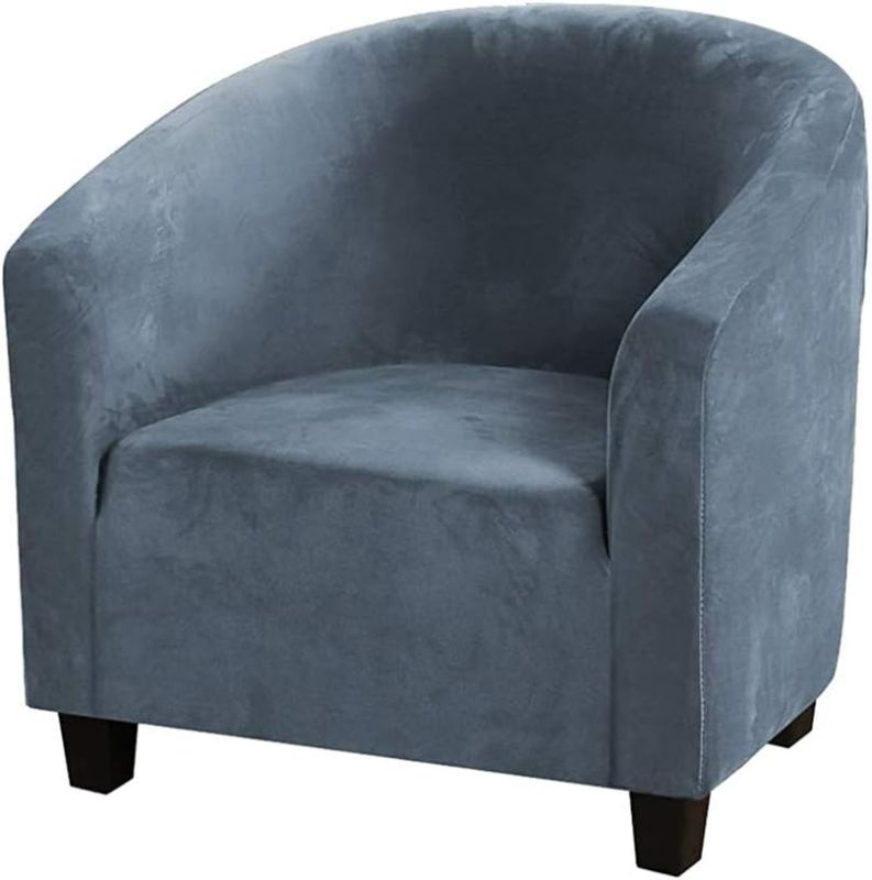 Photo 1 of Chair Slipcover High Stretch Velvet Tub Chair Cover 1 Piece Spandex Removable Washable Armchair Sofa Couch Furniture Protector for Living Room (Velvet-Gray Blue)