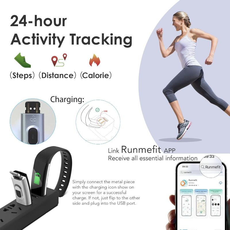 Photo 2 of  Fitness Tracker for Men and Women,Fitness Watch Waterproof with Activity Tracker and Sleep Monitor,Smart Watch for Android and iOS Phones