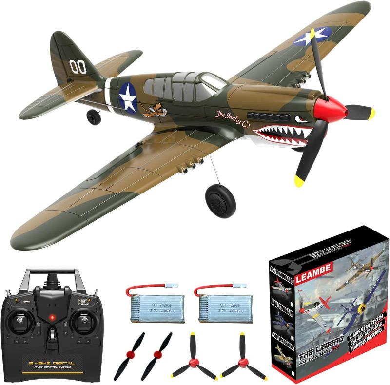 Photo 2 of LEAMBE RC Plane 4 Channel Remote Control Airplane - Ready to Fly P-40 Warhawk RC Airplane for Beginners Adult with Xpilot Stabilization System & One Key Aerobatic
