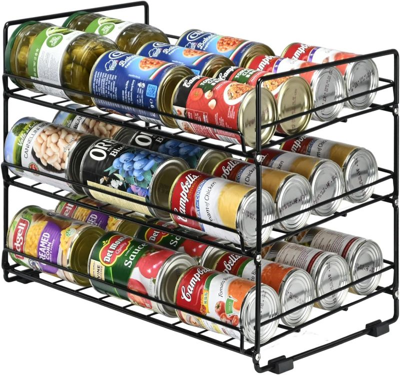 Photo 1 of SUFAUY 3 Tier Can Rack Organizer, Metal Can Storage Dispenser Holds up to 36 Cans for Kitchen Cabinet or Pantry, BLACK
