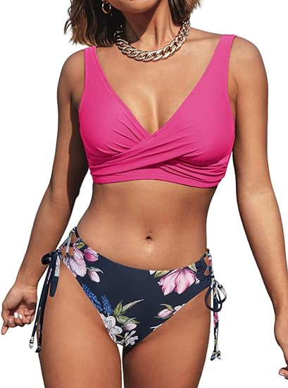 Photo 2 of Small CUPSHE Women's Bikini Swimsuit Front Cross Lace Up Two Piece Bathing Suit
