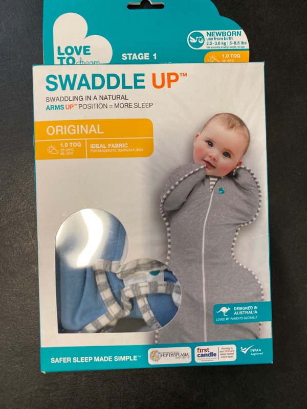 Photo 3 of Love To Dream Swaddle, Baby Sleep Sack, Swaddle Up Self-Soothing Swaddles for Newborns, Get Longer Sleep, Snug Fit Helps Calm Startle Reflex, 1.0 Tog Sleep Sack, 13-19lbs, Blue
