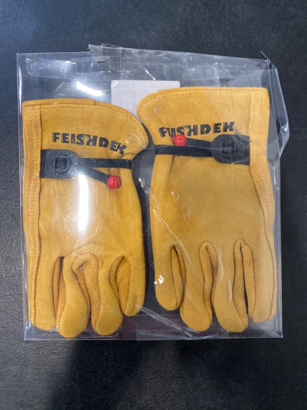 Photo 2 of Kids Work Gloves Age 2-14, Extra Soft Deerskin Suede, Durable, Flexible Toddler Youth Genuine Leather Gloves for Kids Yard Work, Working, Gardening (Small, Yellow, 2-4 Years Old)
