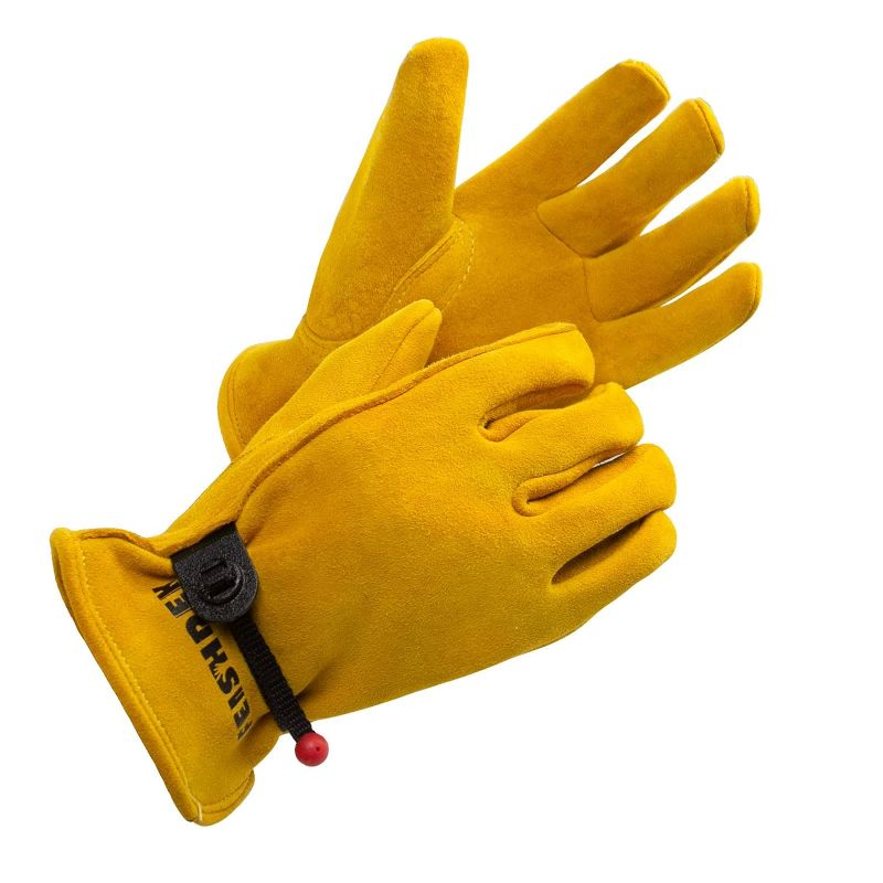 Photo 1 of Kids Work Gloves Age 2-14, Extra Soft Deerskin Suede, Durable, Flexible Toddler Youth Genuine Leather Gloves for Kids Yard Work, Working, Gardening (Small, Yellow, 2-4 Years Old)
