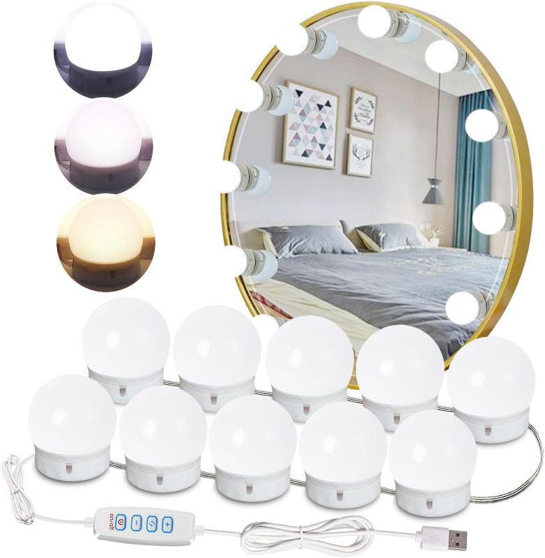 Photo 1 of Led Vanity Mirror Lights,15Ft Vanity Lights for Makeup Dressing Mirror Lighting,10 Dimmable Bulbs,Adjustable Light Color & Brightness,USB Cable,Mirror not Included
