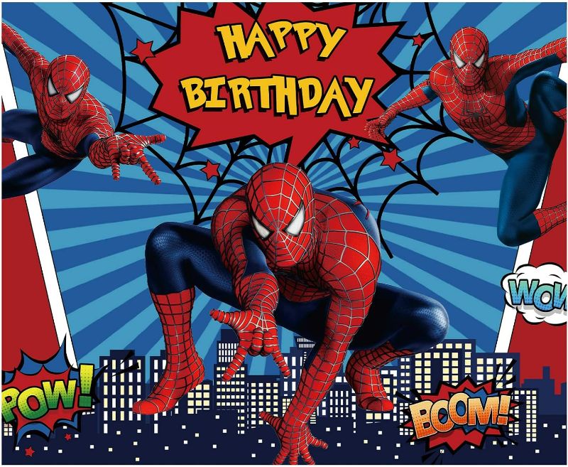 Photo 1 of 10x8FT Spiderman Photography Backdrops Superhero City Theme Photo Background Kids Happy Birthday Spiderman Party Decor Banner Studio Props
