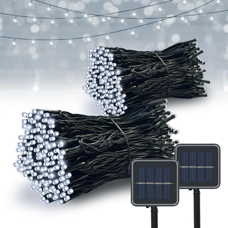 Photo 1 of Solar String Lights Outdoor, 2 Pack 79FT 200 LED Waterproof Solar Christmas Lights with 8 Lighting Modes for Tree Yard Garden Party Xmas Decorations

