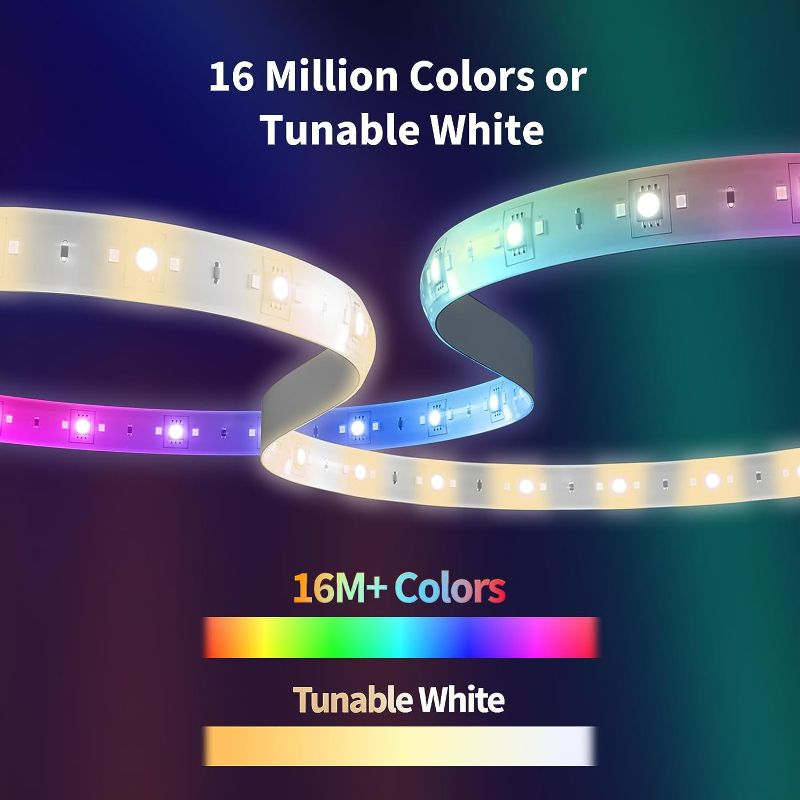 Photo 2 of Aqara LED Strip T1 with Matter, Requires Zigbee 3.0 HUB, 6.5 FT RGB+IC LED Strip Lights with 16 Million Colors/Tunable White/Gradient Effects, Supports Apple Home and Alexa
