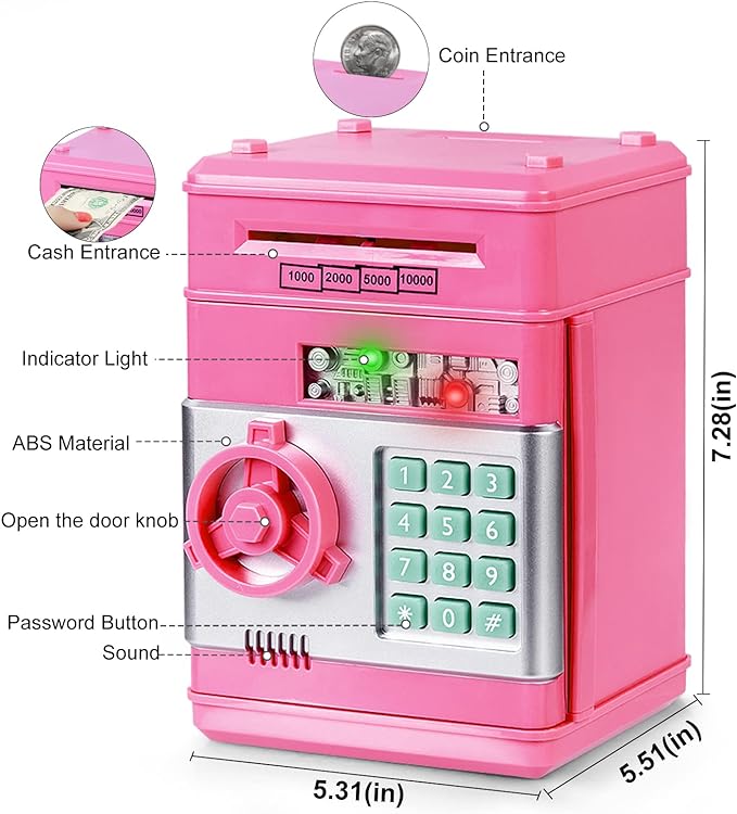 Photo 2 of Refasy Piggy Bank Cash Coin Can ATM Bank Electronic Coin Money Bank for Kids-Hot Gift
