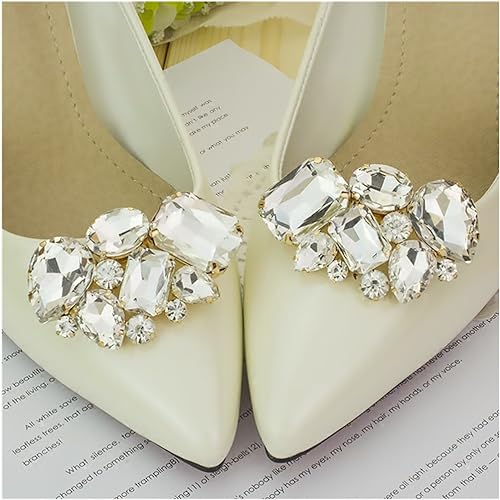 Photo 2 of Ruihfas Fashion Crystal Shoe Clips Women's High Heel Rhinestone Shoe Buckles Decorations, 1 Pair (White)
