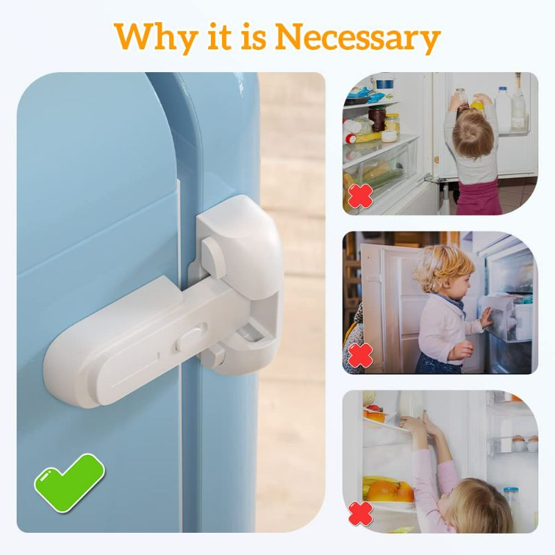 Photo 2 of SAFELON 2 Pcs Baby Safety Fridge Lock, Child Proof Refrigerator Freezer Door Lock, Protect Refrigerators with Damaged Sealing Strips (White)

