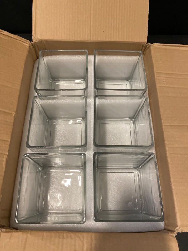 Photo 4 of Set of 6 Square Glass Vases 5" x5" x 5", Clear Flower Vases for Centerpieces, Candle Holder for Wedding Party Events, Home Décor
