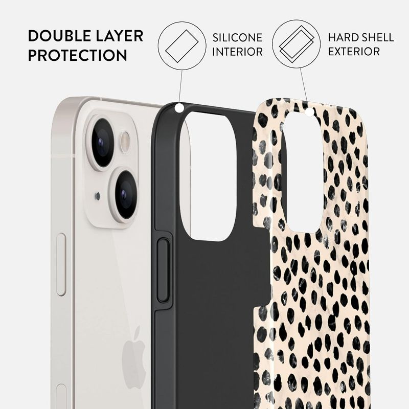 Photo 2 of BURGA Phone Case Compatible with iPhone 13 - Wireless Charging Compatible, Hybrid 2-Layer Hard Shell + Silicone Protective Case, Heavy Duty Protection, Slim Fit, Almond Latte
