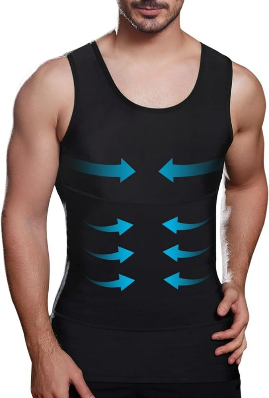 Photo 1 of 2XL Mens Slimming Body Shaper Vest, Gynecomastia Compression Shirts, Tummy Control Undershirts - Change in Seconds