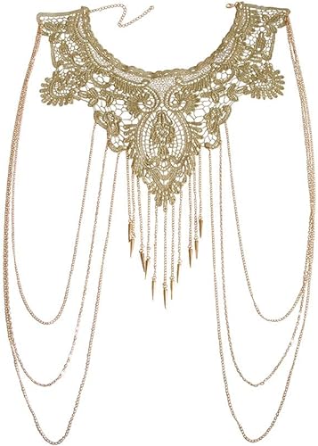 Photo 1 of Gold Fine Chain Flower Lace Bikini Body Chain Necklace Jewelry for Women
