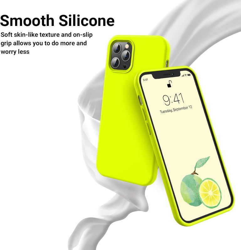 Photo 2 of OTOFLY for iPhone 12 Pro Max Case, Military-Grade Protection, Shockproof Silicone, Anti-Fingerprint & Anti-Slip, Phone Case for iPhone 12 Pro Max, Fluorescent Yellow
