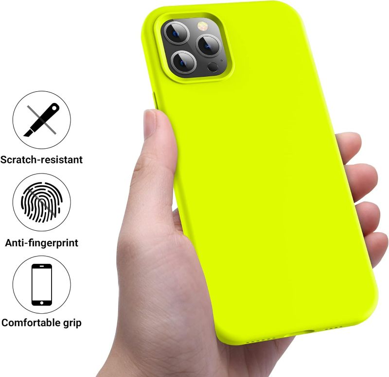 Photo 3 of OTOFLY for iPhone 12 Pro Max Case, Military-Grade Protection, Shockproof Silicone, Anti-Fingerprint & Anti-Slip, Phone Case for iPhone 12 Pro Max, Fluorescent Yellow
