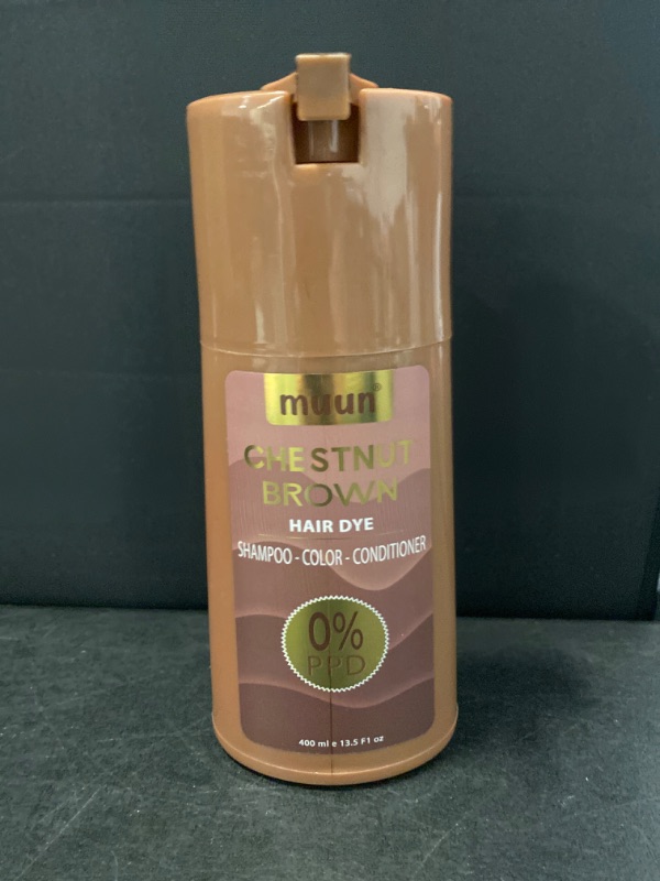 Photo 4 of Muun Chestnut Brown Hair Dye Shampoo - 3-In-1 Ammonia Free Hair Color Shampoo for Gray Hair Coverage for Women and Men in minutes with Herbal Natural Ingredients 400ml
