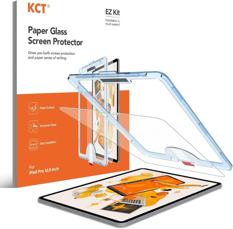 Photo 1 of KCT Paperfeel Glass Screen Protector Compatible with iPad Pro 12.9 6th/5th/4th/3rd Generation (2022&2021&2020&2018) [Matte Surface] [Tempered Glass] [EZ Kit]
