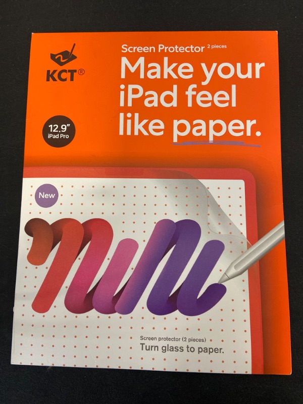 Photo 2 of KCT Paperfeel Glass Screen Protector Compatible with iPad Pro 12.9 6th/5th/4th/3rd Generation (2022&2021&2020&2018) [Matte Surface] [Tempered Glass] [EZ Kit]
